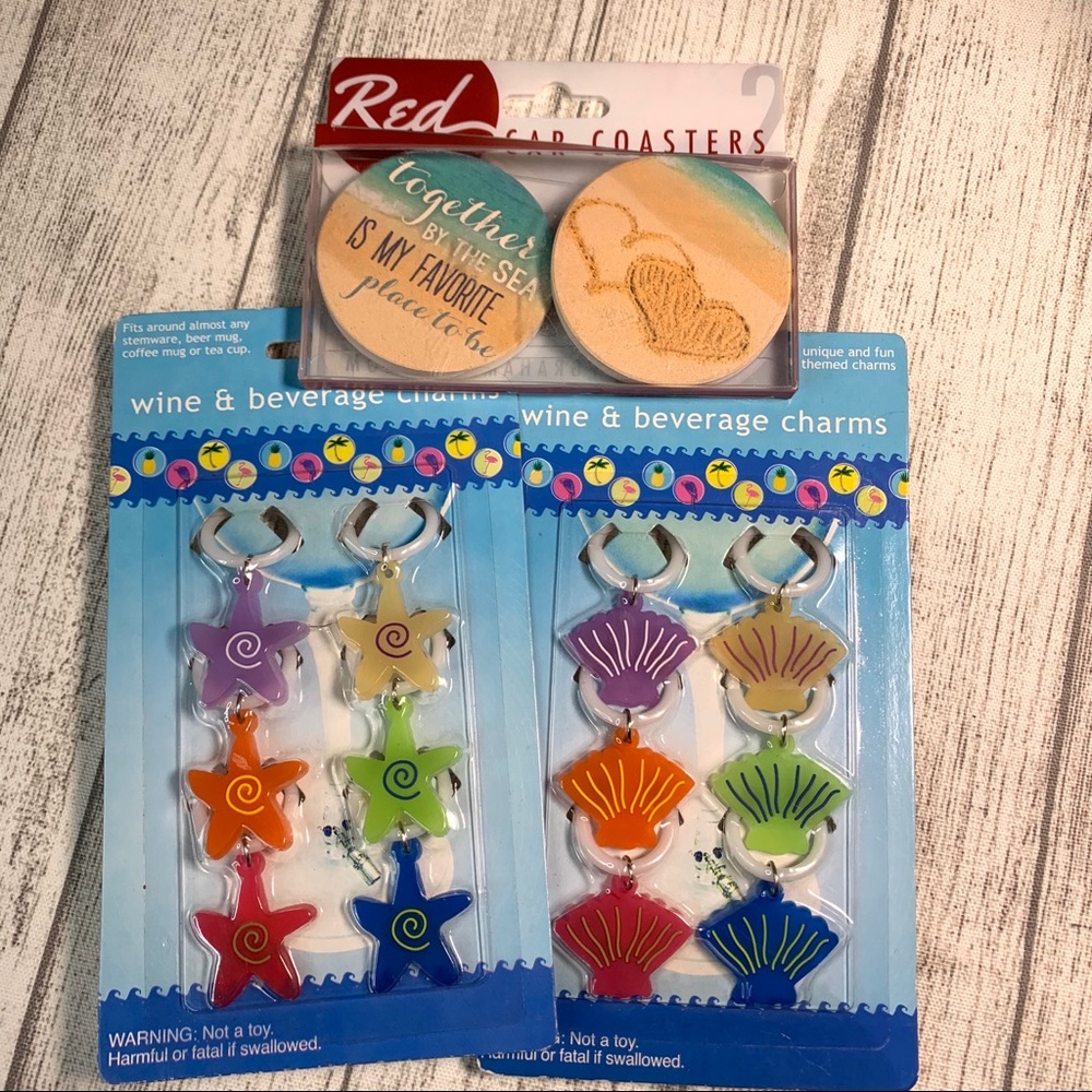 Car coasters & wine/beverage charms New In package